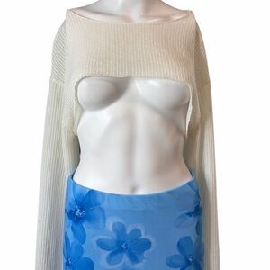 Dazy Long Sleeve cropped top Gauze White Size Large